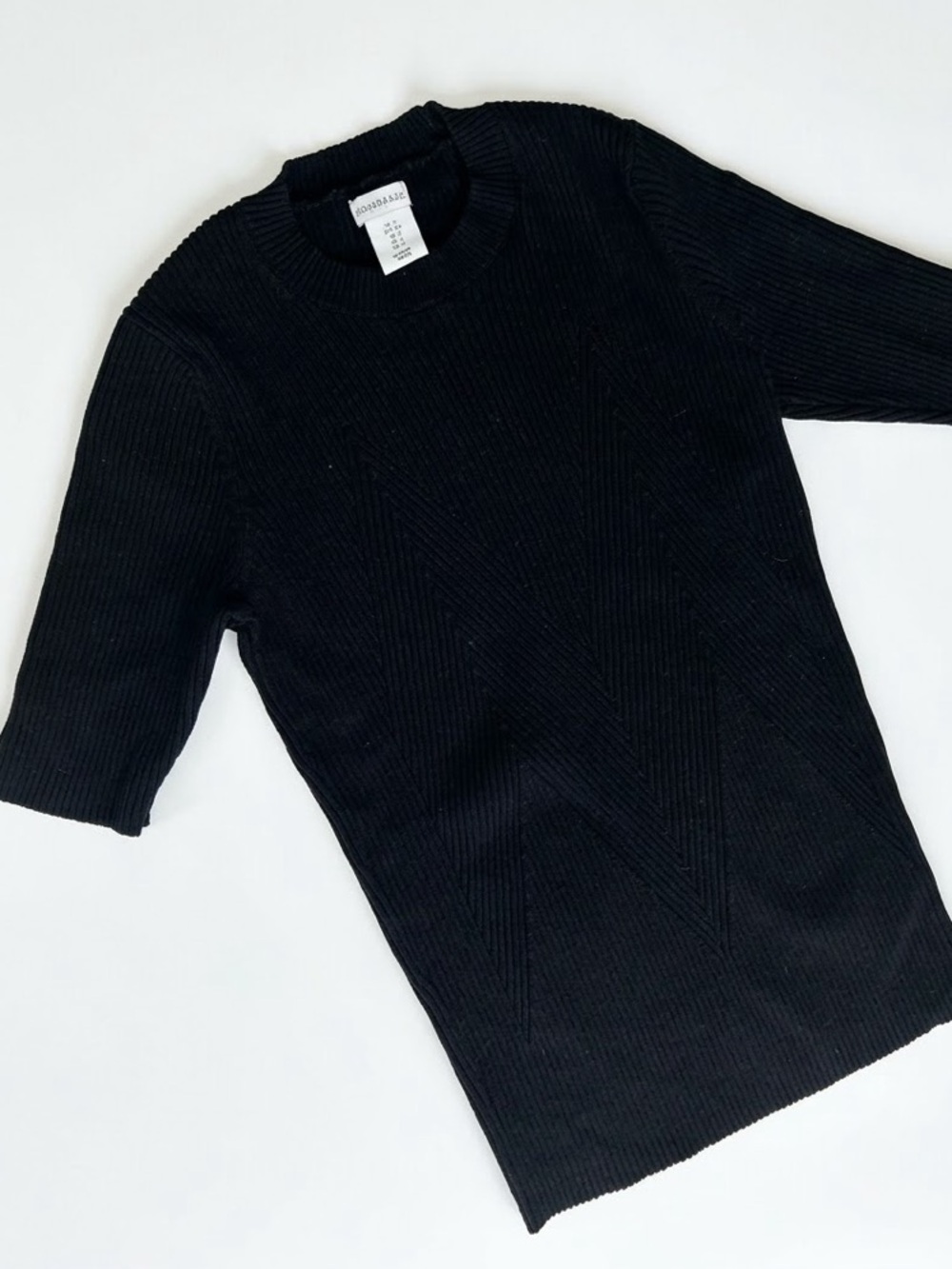 Paraphrase Ribbed Crew Neck Sweater in Black - Size Small Like New